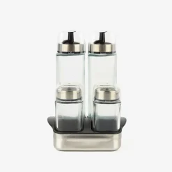 Set de 4 piezas aceitera/vinagrera de cristal 270ml^Casa Viva Outlet