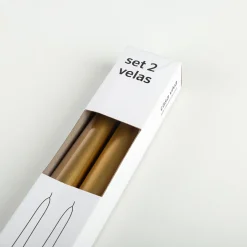 Set de 2 velas candelabro oro 25cm^Casa Viva New