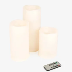 Set de 3 velas LED marfil con mando 15-20-25 cm^Casa Viva Online