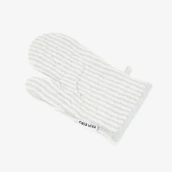 Set de manopla y agarradera de algodón con rayas grises^Casa Viva New