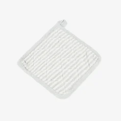 Set de manopla y agarradera de algodón con rayas grises^Casa Viva New