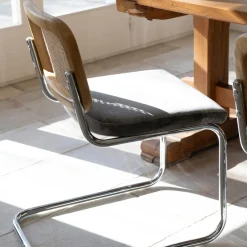 Silla de comedor de madera de olmo y ratán gris Leonor 47,5x63,5x82cm Clau&Chloe^Casa Viva Best