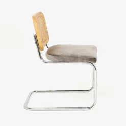 Silla de comedor de madera de olmo y ratán gris Leonor 47,5x63,5x82cm Clau&Chloe^Casa Viva Best