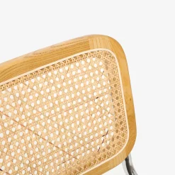 Silla de comedor de madera de olmo y ratán gris Leonor 47,5x63,5x82cm Clau&Chloe^Casa Viva Best