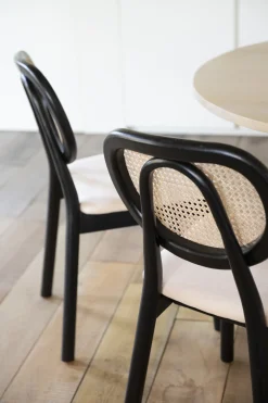 Silla de comedor de ratán y lino Cibran 46x42x85cm Clau&Chloe^Casa Viva