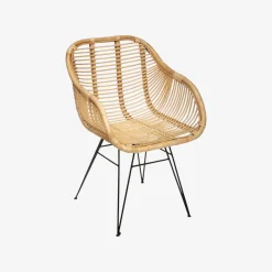 Silla de comedor de ratán y metal Adriane 60x58x85cm^Casa Viva Online