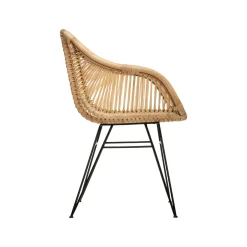 Silla de comedor de ratán y metal Adriane 60x58x85cm^Casa Viva Online