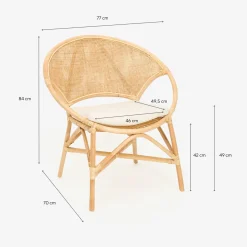 Silla de comedor de ratán beige Milos 77x70x84cm^Casa Viva Best