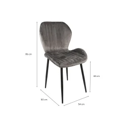 Silla de comedor de terciopelo gris Lydia 54x50x86cm Clau&Chloe^Casa Viva