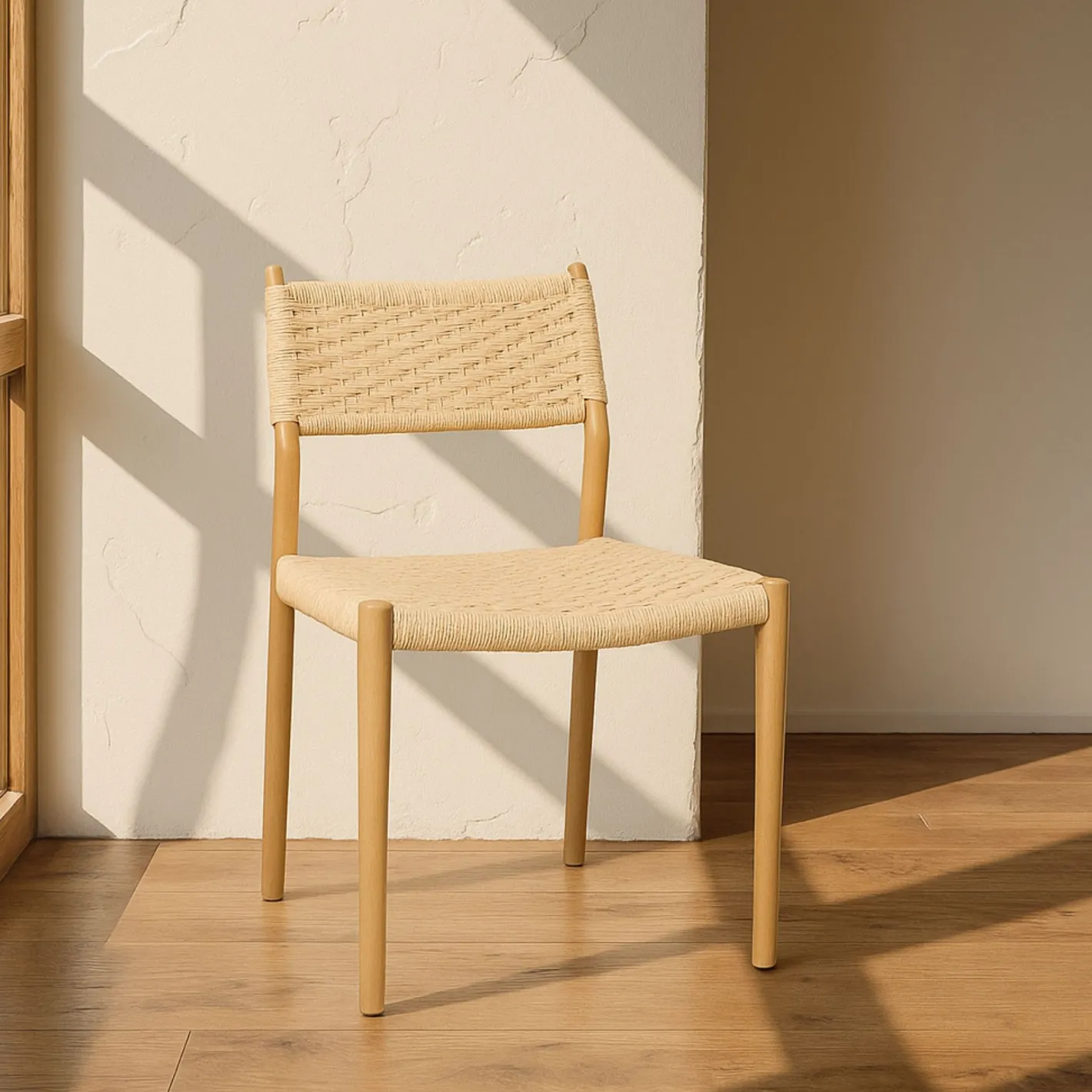 Silla de comedor efecto madera beige Vilma 56x50x82cm Clau&Chloe^Casa Viva