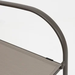 Silla de jardín apilable con reposabrazos de aluminio marrón Feroe 65x56x88cm^Casa Viva