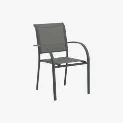 Silla de jardín de aluminio y textilene gris Tabarca 56x62x88cm^Casa Viva Best