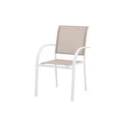 Silla de jardín de aluminio y textilene blanca Tabarca 56x62x88cm^Casa Viva