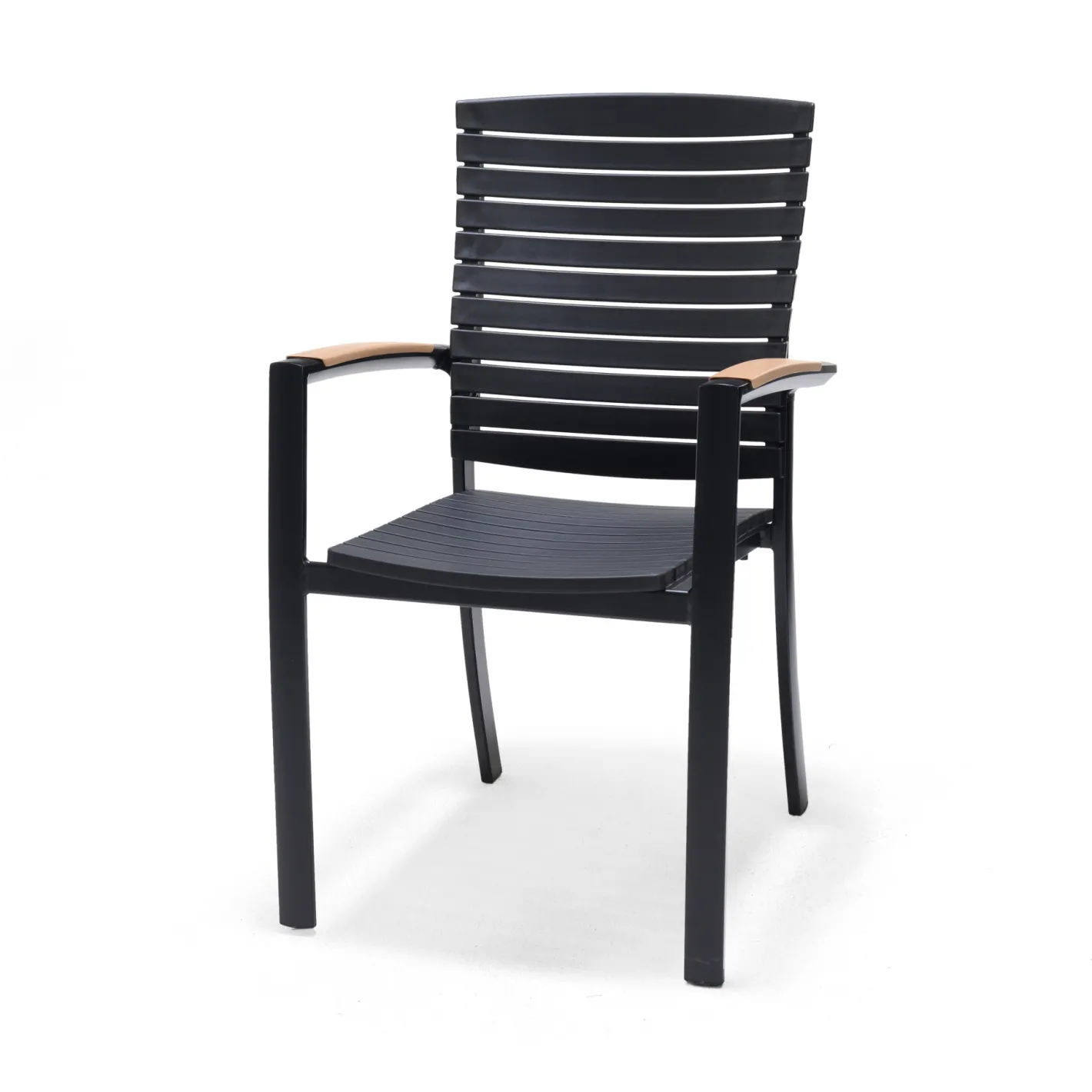 Silla de jardín negra de aluminio y DuraOcean 61x55x92cm^Casa Viva Online