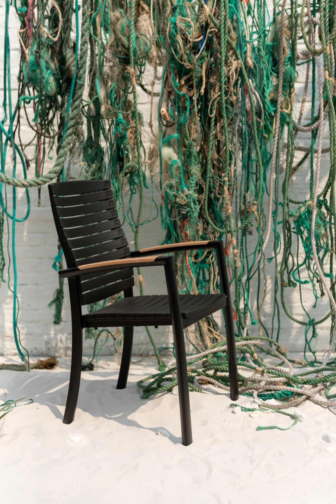 Silla de jardín negra de aluminio y DuraOcean 61x55x92cm^Casa Viva Online