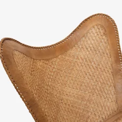 Silla mariposa de cuero y ratán marrón Katy 72x78x92cm^Casa Viva Sale