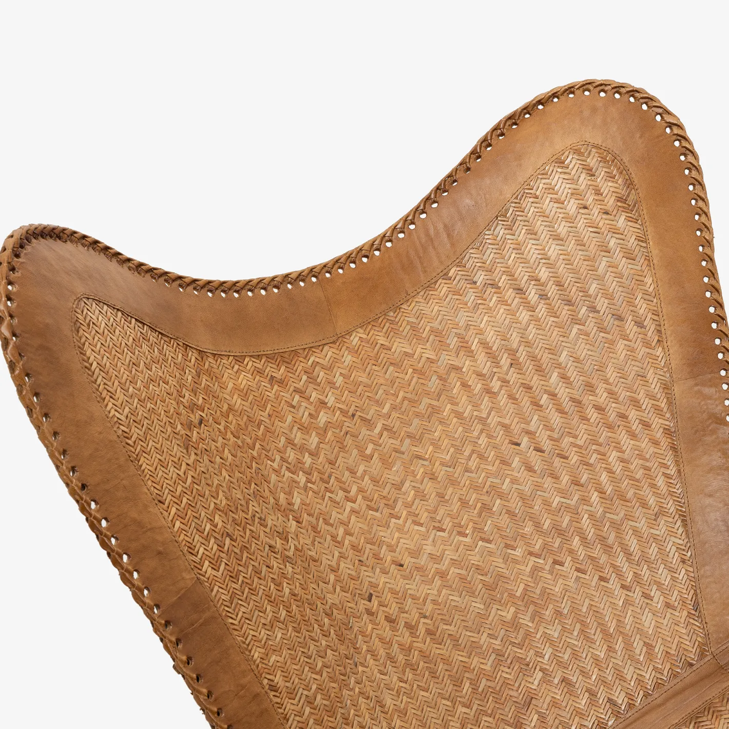 Silla mariposa de cuero y ratán marrón Katy 72x78x92cm^Casa Viva Sale