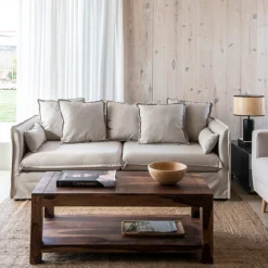 Sofá de 3 plazas beige con cojines 210x104x69cm Clau&Chloe^Casa Viva Sale