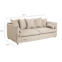 Sofá de 3 plazas beige con cojines 210x104x69cm Clau&Chloe^Casa Viva Sale