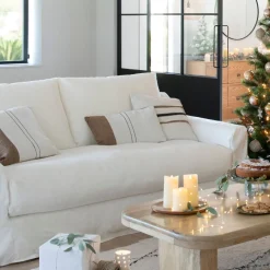 Sofá de 3 plazas de lino blanco Ibi 200x105x100cm Clau&Chloe^Casa Viva Sale