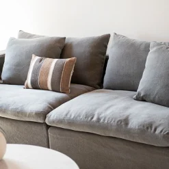 Sofá de 3 plazas de lino gris Aiden 220x110x80cm Clau&Chloe^Casa Viva Outlet