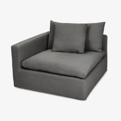 Sofá de 3 plazas de lino gris Aiden 220x110x80cm Clau&Chloe^Casa Viva Outlet