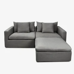 Sofá de 3 plazas de lino gris Aiden 220x110x80cm Clau&Chloe^Casa Viva Outlet