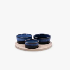 Tabla madera con 3 boles aperitivo azul Bari^Casa Viva Clearance