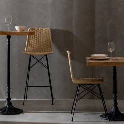 Taburete alto de ratán sintético y metal 45x41x113cm^Casa Viva Hot