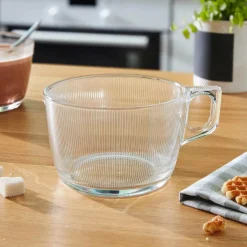 Taza jumbo de vidrio transparente Stria 50c^Casa Viva Clearance