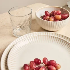 Vaso de vidrio transparente relieve Hira 36cl^Casa Viva Best